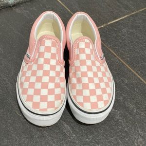 Like new Size 12.5 Vans little girls slide on pink checkered classic sneakers